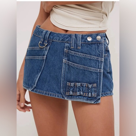 We The Free Dresses & Skirts - Free People We The Free Adele Denim Mini Skort in Roll With It